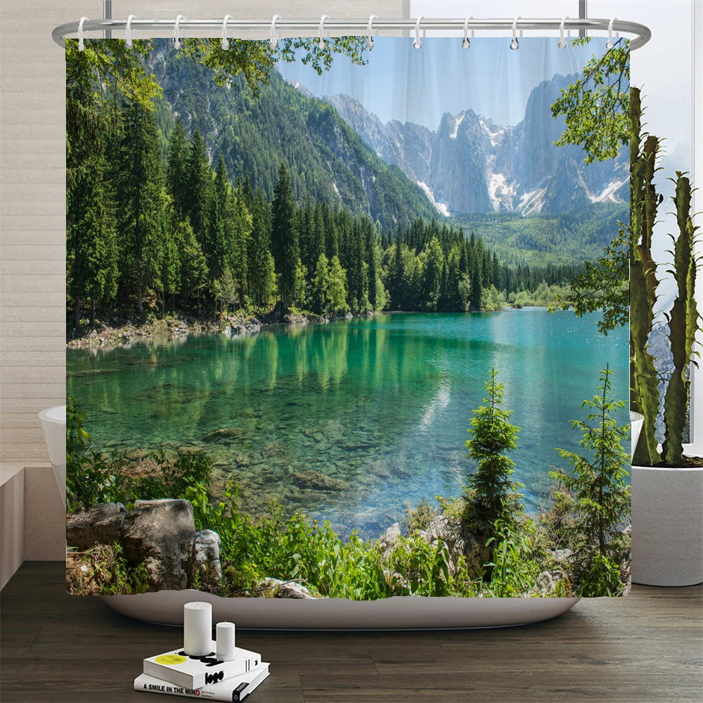 Forest Natural Scenery Shower Curtains 3d Printing Bath Curtains Polyester Washable Fabric With Hooks Home Decorative Screen