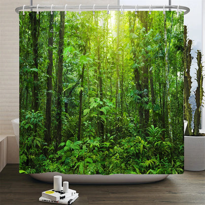 Forest Natural Scenery Shower Curtains 3d Printing Bath Curtains Polyester Washable Fabric With Hooks Home Decorative Screen