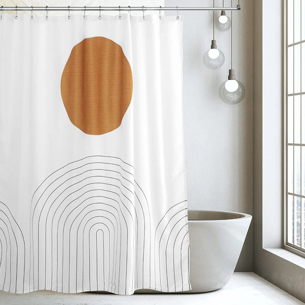 Geometric Shower Curtain Black White Stripes Modern Minimalist Home Decor Bathroom Curtain Bath Accessories Set Polyester Fabric