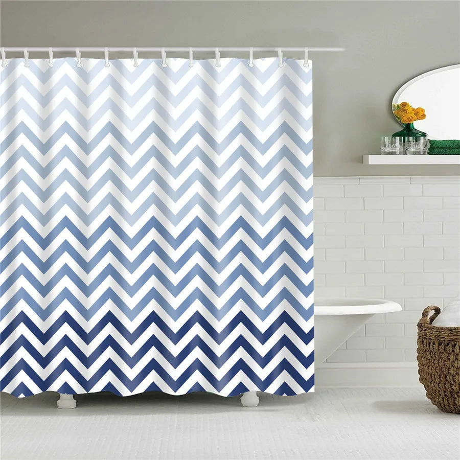 Geometric Shower Curtain Black White Stripes Modern Minimalist Home Decor Bathroom Curtain Bath Accessories Set Polyester Fabric