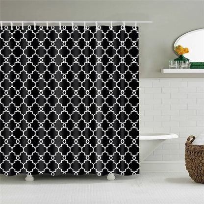 Geometric Shower Curtain Black White Stripes Modern Minimalist Home Decor Bathroom Curtain Bath Accessories Set Polyester Fabric