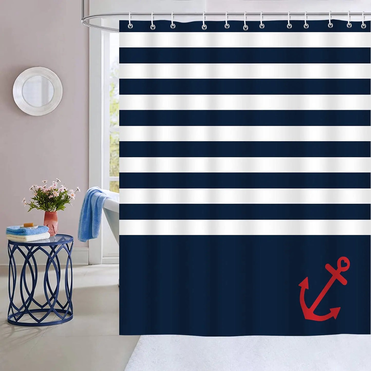 Geometric Shower Curtain Black White Stripes Modern Minimalist Home Decor Bathroom Curtain Bath Accessories Set Polyester Fabric