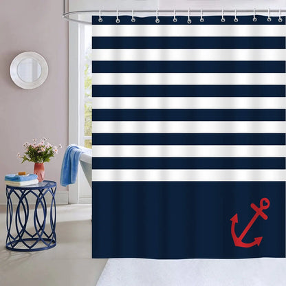 Geometric Shower Curtain Black White Stripes Modern Minimalist Home Decor Bathroom Curtain Bath Accessories Set Polyester Fabric