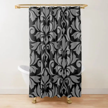 Golden Baroque Symmetrical Shower Curtain,golden Lion and Damask Ornament Luxury Design Gold Lace Bathroom Shower Curtains Set