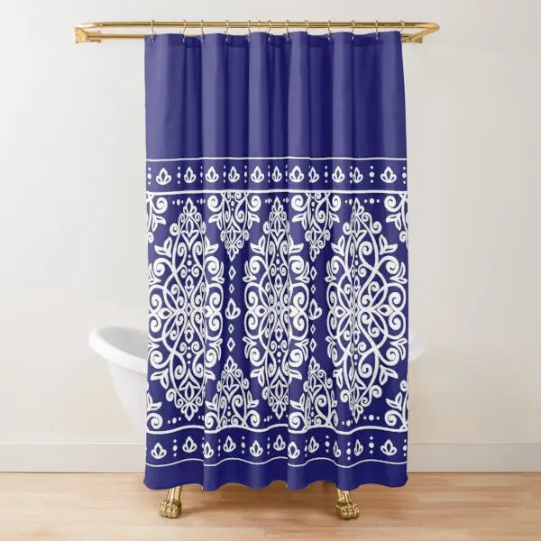 Golden Baroque Symmetrical Shower Curtain,golden Lion and Damask Ornament Luxury Design Gold Lace Bathroom Shower Curtains Set