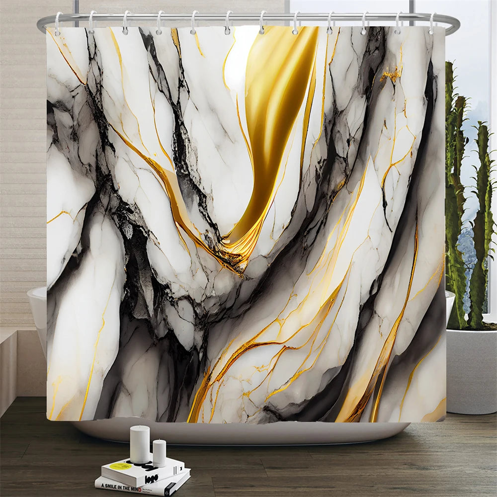 Gradient Marble Ink Texture Shower Curtain Waterproof Abstract Paint Colorful Bath Curtain Home Bathroom Decor Curtain With Hook