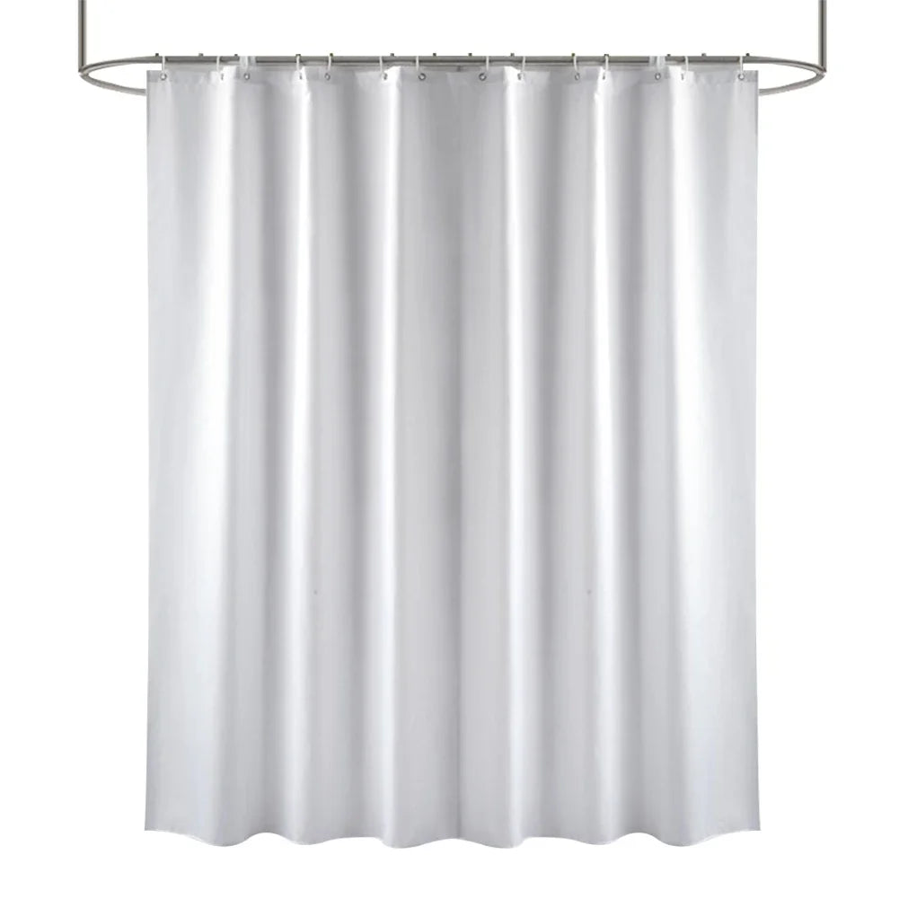 Heavy Duty Solid Shower Curtain Fabric Waterproof Bathroom Curtain Long Stall Size 230CM Black White Grey Brown Blue Color
