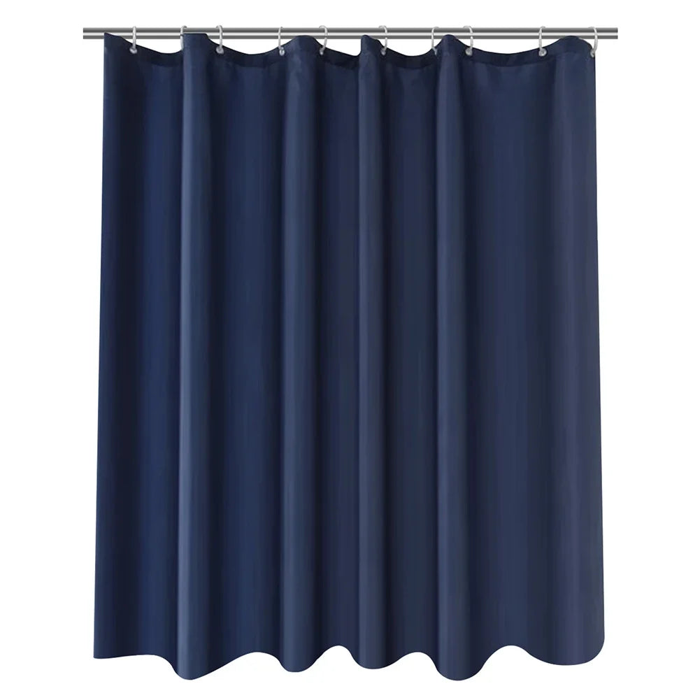 Heavy Duty Solid Shower Curtain Fabric Waterproof Bathroom Curtain Long Stall Size 230CM Black White Grey Brown Blue Color