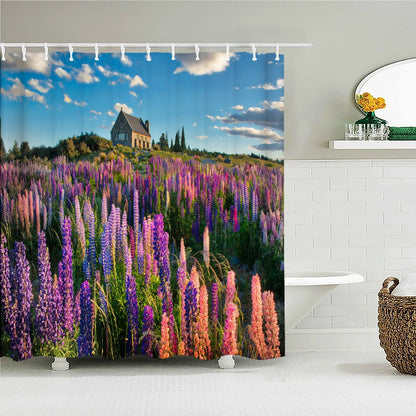 High Quality Natural Landscape Rain Forest Fabric Shower Curtain Waterproof Bath Curtains for Bathroom Decorate with Hooks