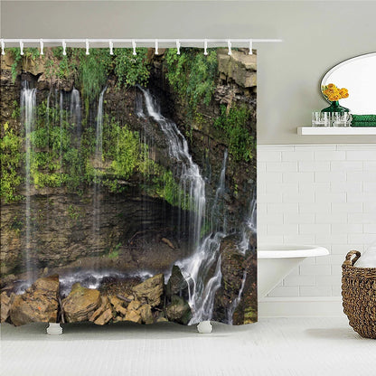 High Quality Natural Landscape Rain Forest Fabric Shower Curtain Waterproof Bath Curtains for Bathroom Decorate with Hooks