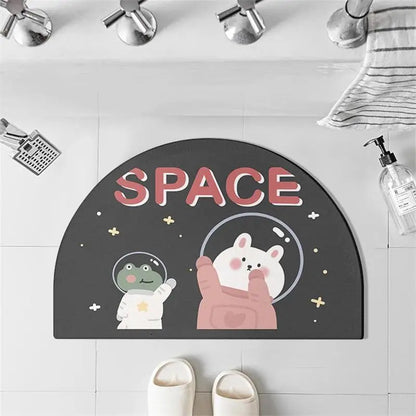 Ins Crowded Bear Bath Mat Bathroom Diatom Soft Floor Rug Bathroom Door Carpet Absorbent Semi-Circular Toilet Non-Slip Foot Mat