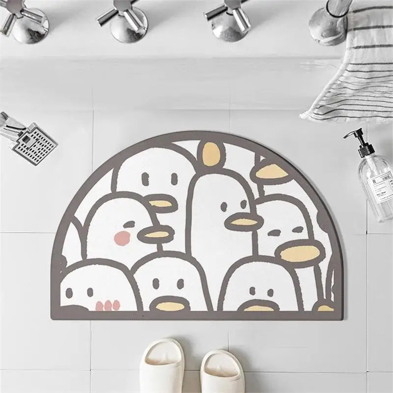 Ins Crowded Bear Bath Mat Bathroom Diatom Soft Floor Rug Bathroom Door Carpet Absorbent Semi-Circular Toilet Non-Slip Foot Mat