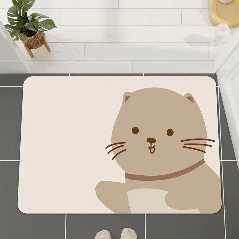 Ins Crowded Bear Bath Mat Bathroom Diatom Soft Floor Rug Bathroom Door Carpet Absorbent Semi-Circular Toilet Non-Slip Foot Mat