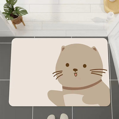 Ins Crowded Bear Bath Mat Bathroom Diatom Soft Floor Rug Bathroom Door Carpet Absorbent Semi-Circular Toilet Non-Slip Foot Mat
