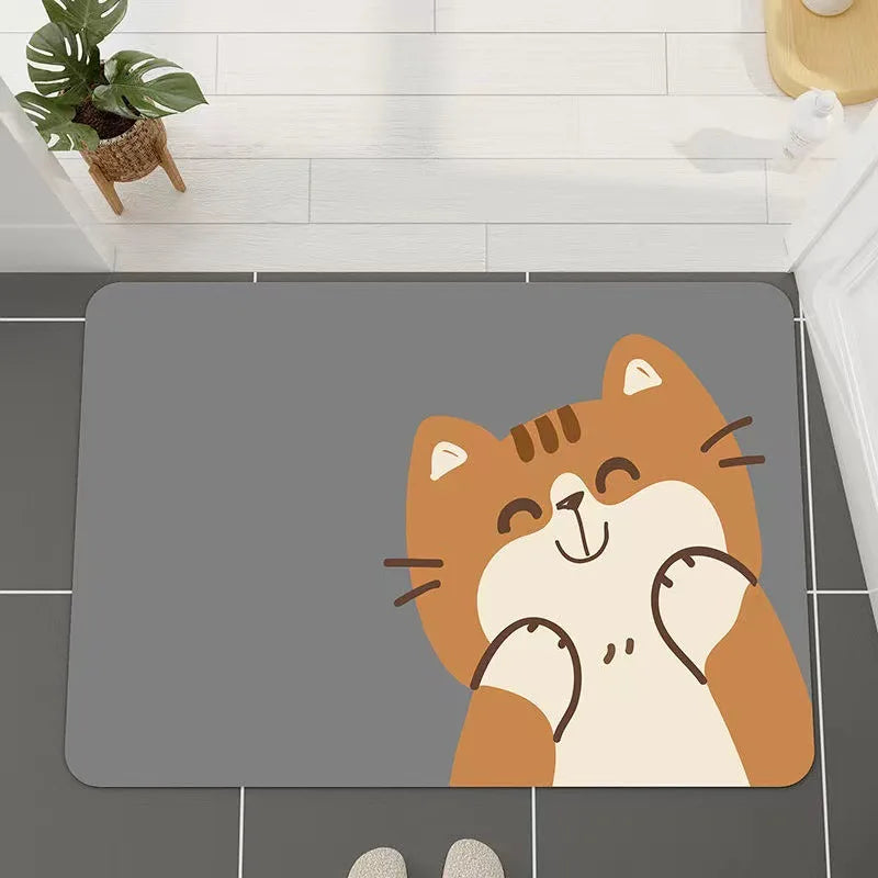 Ins Crowded Bear Bath Mat Bathroom Diatom Soft Floor Rug Bathroom Door Carpet Absorbent Semi-Circular Toilet Non-Slip Foot Mat