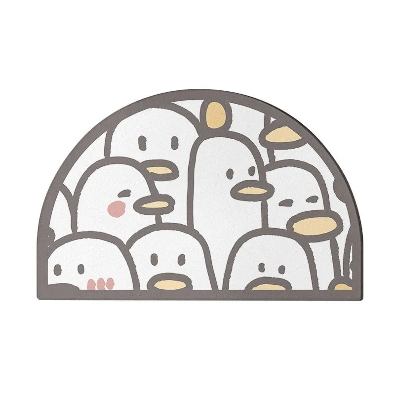 Ins Crowded Bear Bath Mat Bathroom Diatom Soft Floor Rug Bathroom Door Carpet Absorbent Semi-Circular Toilet Non-Slip Foot Mat