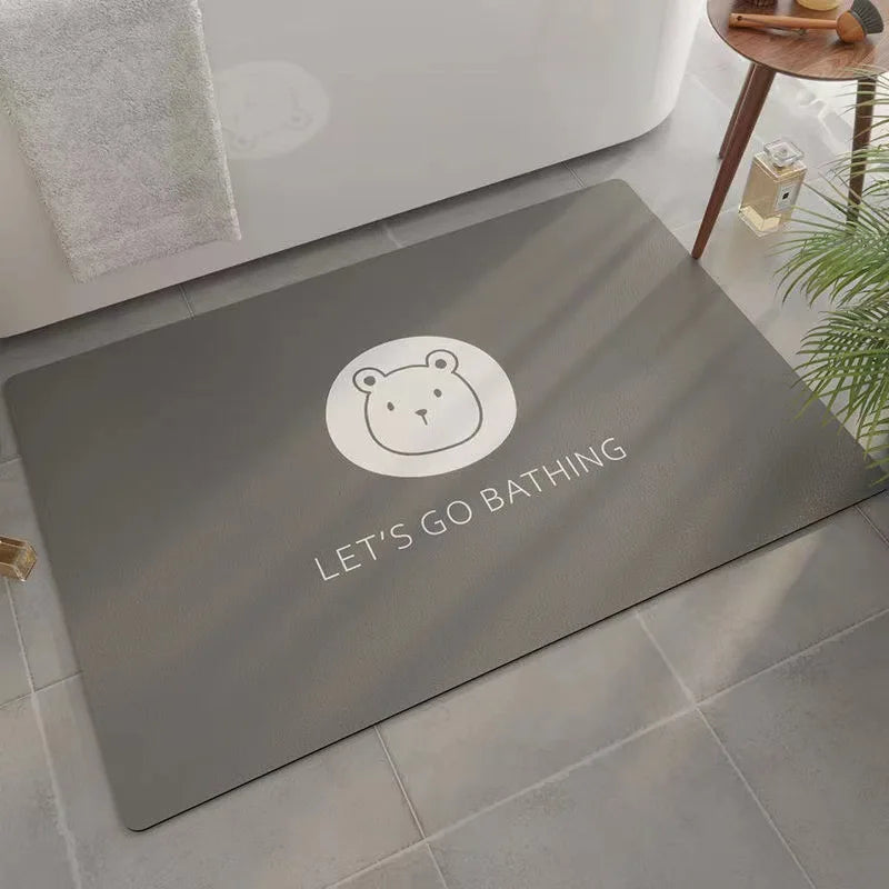 Ins Crowded Bear Bath Mat Bathroom Diatom Soft Floor Rug Bathroom Door Carpet Absorbent Semi-Circular Toilet Non-Slip Foot Mat