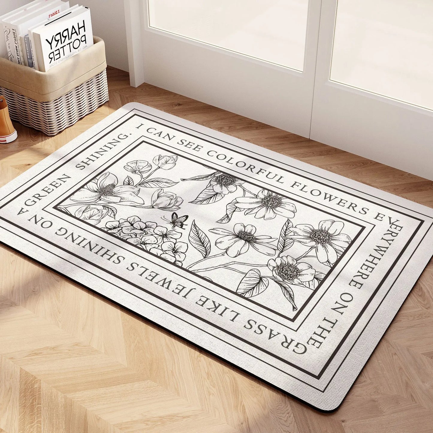 Ins Floral Diatomaceous Mud Non-slip Bath Mat Bathroom Toilet Rug Super Absorbent Entrance Door Mat Floor Mats