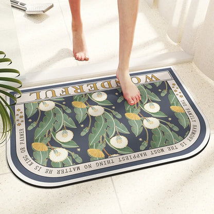 Ins Floral Diatomaceous Mud Non-slip Bath Mat Bathroom Toilet Rug Super Absorbent Entrance Door Mat Floor Mats