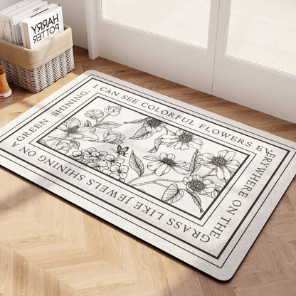 Ins Floral Diatomaceous Mud Non-slip Bath Mat Bathroom Toilet Rug Super Absorbent Entrance Door Mat Floor Mats