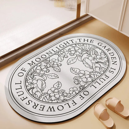 Ins Floral Diatomaceous Mud Non-slip Bath Mat Bathroom Toilet Rug Super Absorbent Entrance Door Mat Floor Mats