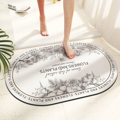Ins Floral Diatomaceous Mud Non-slip Bath Mat Bathroom Toilet Rug Super Absorbent Entrance Door Mat Floor Mats