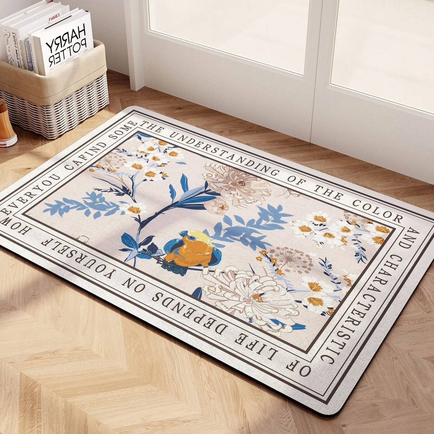 Ins Floral Diatomaceous Mud Non-slip Bath Mat Bathroom Toilet Rug Super Absorbent Entrance Door Mat Floor Mats