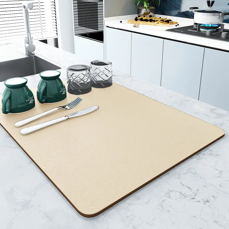 Kitchen Absorbent Draining Mat Coffee Mats Solid Color Tableware Mat Kitchen Dish Drying Pad Dinnerware Placemat Quick Dry Mat