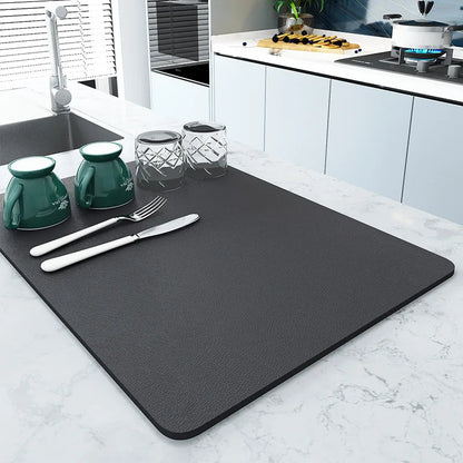 Kitchen Absorbent Draining Mat Coffee Mats Solid Color Tableware Mat Kitchen Dish Drying Pad Dinnerware Placemat Quick Dry Mat