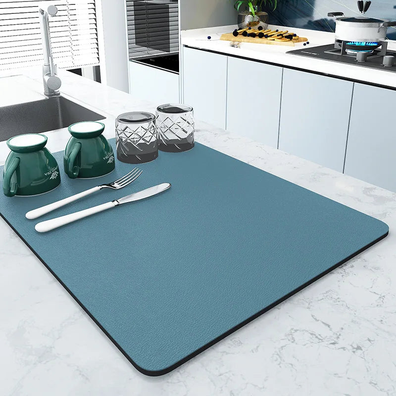 Kitchen Absorbent Draining Mat Coffee Mats Solid Color Tableware Mat Kitchen Dish Drying Pad Dinnerware Placemat Quick Dry Mat