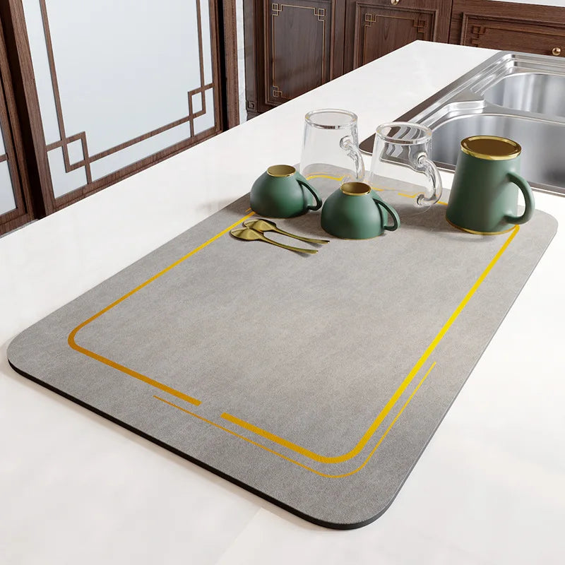 Kitchen Bar Dish Drying Mat Coffee Machine Absorbent Table Placemat Heat Resistant Pad Countertop Water Cup Drain Drying Pad