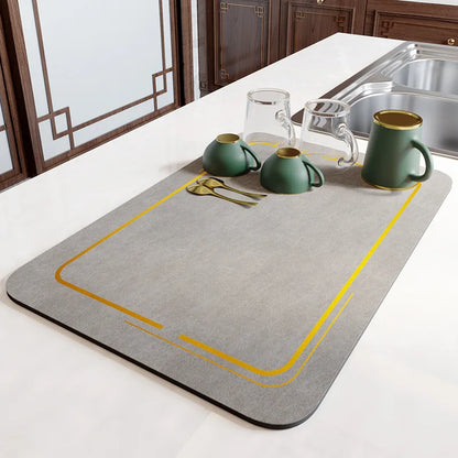 Kitchen Bar Dish Drying Mat Coffee Machine Absorbent Table Placemat Heat Resistant Pad Countertop Water Cup Drain Drying Pad