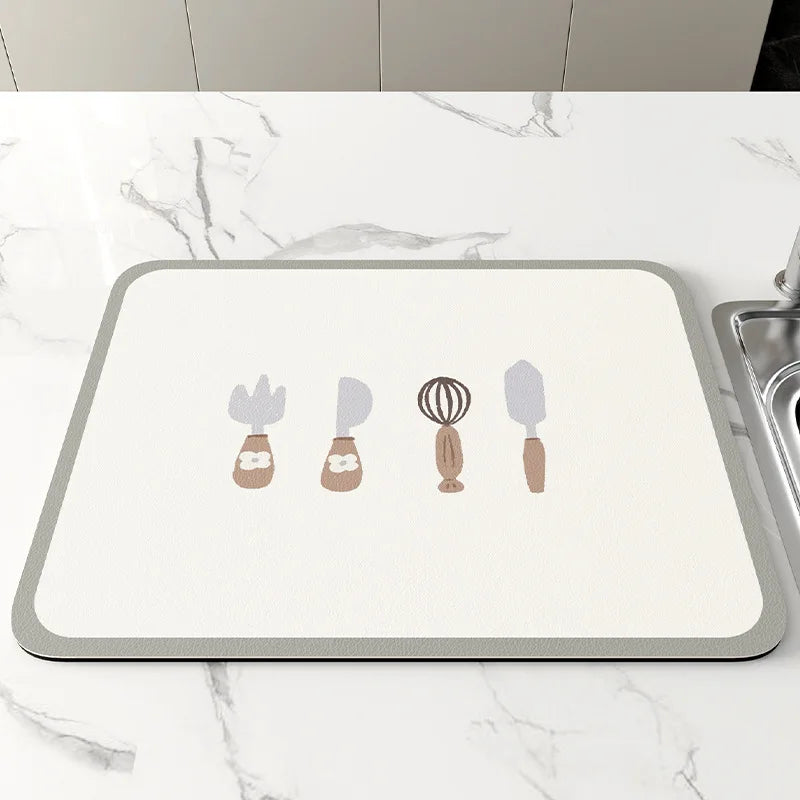 Kitchen Bar Dish Drying Mat Coffee Machine Absorbent Table Placemat Heat Resistant Pad Countertop Water Cup Drain Drying Pad