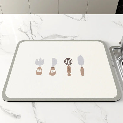Kitchen Bar Dish Drying Mat Coffee Machine Absorbent Table Placemat Heat Resistant Pad Countertop Water Cup Drain Drying Pad