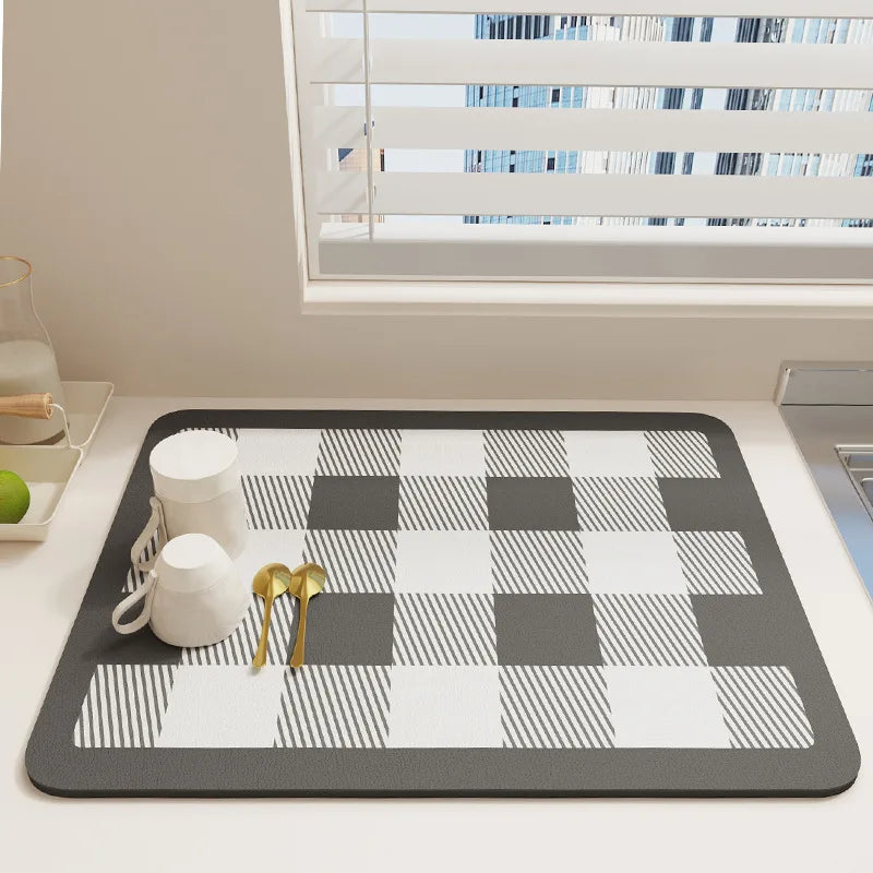 Kitchen Bar Dish Drying Mat Coffee Machine Absorbent Table Placemat Heat Resistant Pad Countertop Water Cup Drain Drying Pad