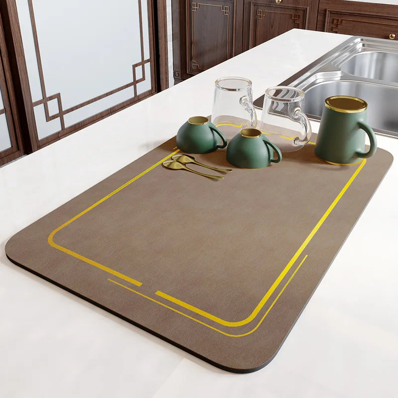 Kitchen Bar Dish Drying Mat Coffee Machine Absorbent Table Placemat Heat Resistant Pad Countertop Water Cup Drain Drying Pad