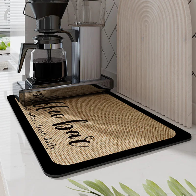 Kitchen Bar Dish Drying Mat Coffee Machine Absorbent Table Placemat Heat Resistant Pad Countertop Water Cup Drain Drying Pad