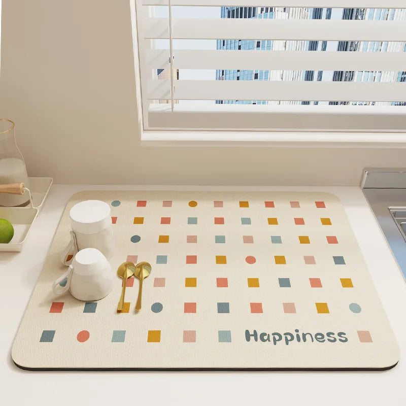 Kitchen Bar Dish Drying Mat Coffee Machine Absorbent Table Placemat Heat Resistant Pad Countertop Water Cup Drain Drying Pad