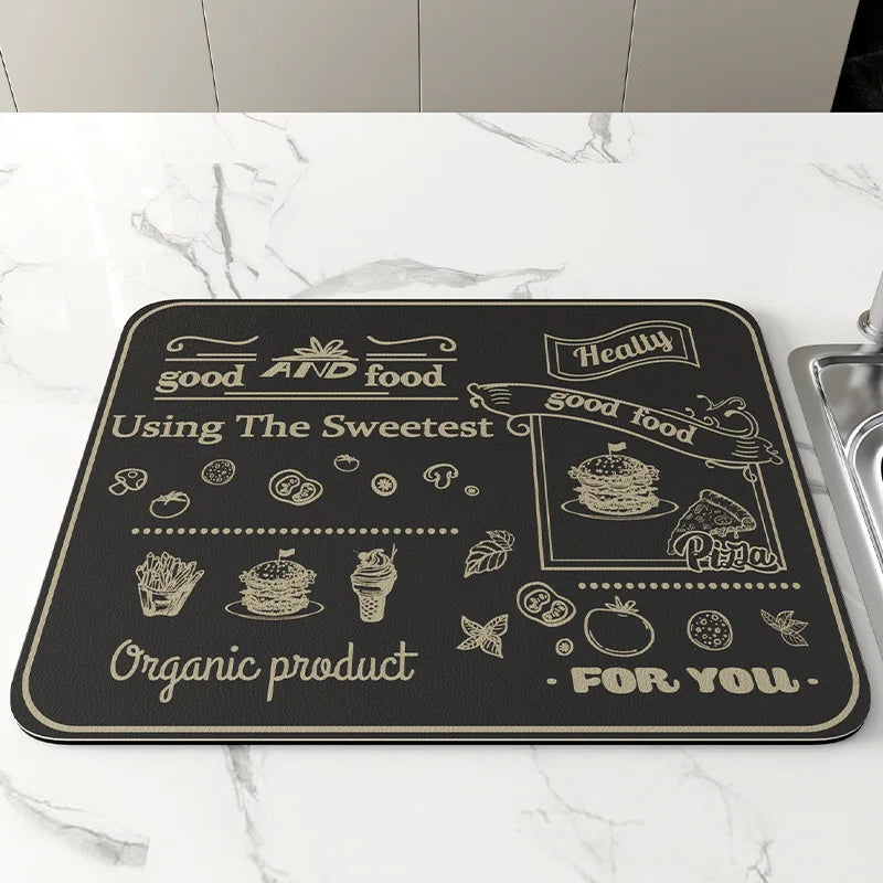 Kitchen Bar Dish Drying Mat Coffee Machine Absorbent Table Placemat Heat Resistant Pad Countertop Water Cup Drain Drying Pad