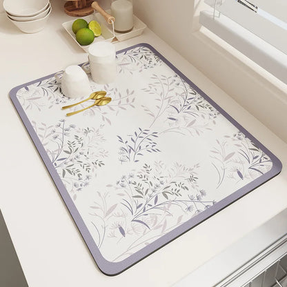 Kitchen Bar Dish Drying Mat Coffee Machine Absorbent Table Placemat Heat Resistant Pad Countertop Water Cup Drain Drying Pad