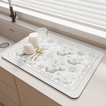 Kitchen Bar Dish Drying Mat Coffee Machine Absorbent Table Placemat Heat Resistant Pad Countertop Water Cup Drain Drying Pad