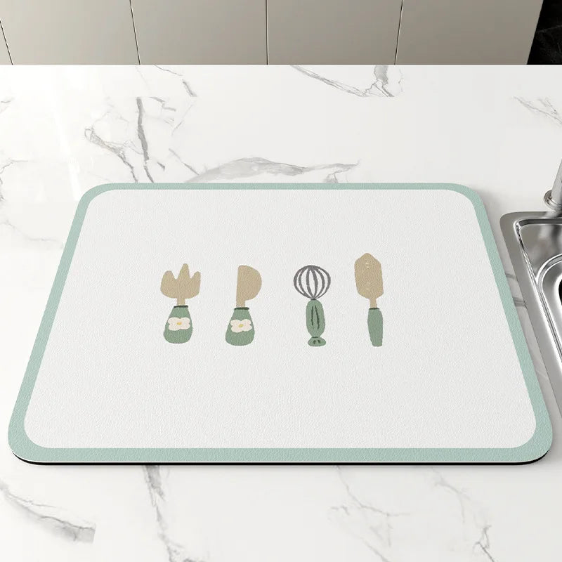 Kitchen Bar Dish Drying Mat Coffee Machine Absorbent Table Placemat Heat Resistant Pad Countertop Water Cup Drain Drying Pad