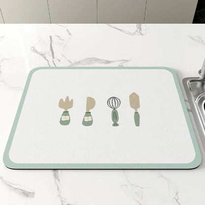 Kitchen Bar Dish Drying Mat Coffee Machine Absorbent Table Placemat Heat Resistant Pad Countertop Water Cup Drain Drying Pad