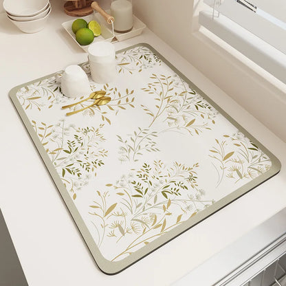 Kitchen Bar Dish Drying Mat Coffee Machine Absorbent Table Placemat Heat Resistant Pad Countertop Water Cup Drain Drying Pad