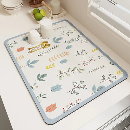Kitchen Bar Dish Drying Mat Coffee Machine Absorbent Table Placemat Heat Resistant Pad Countertop Water Cup Drain Drying Pad