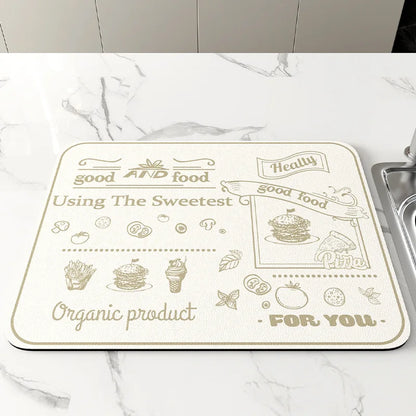 Kitchen Bar Dish Drying Mat Coffee Machine Absorbent Table Placemat Heat Resistant Pad Countertop Water Cup Drain Drying Pad
