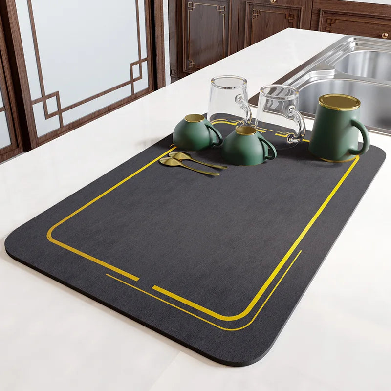 Kitchen Bar Dish Drying Mat Coffee Machine Absorbent Table Placemat Heat Resistant Pad Countertop Water Cup Drain Drying Pad