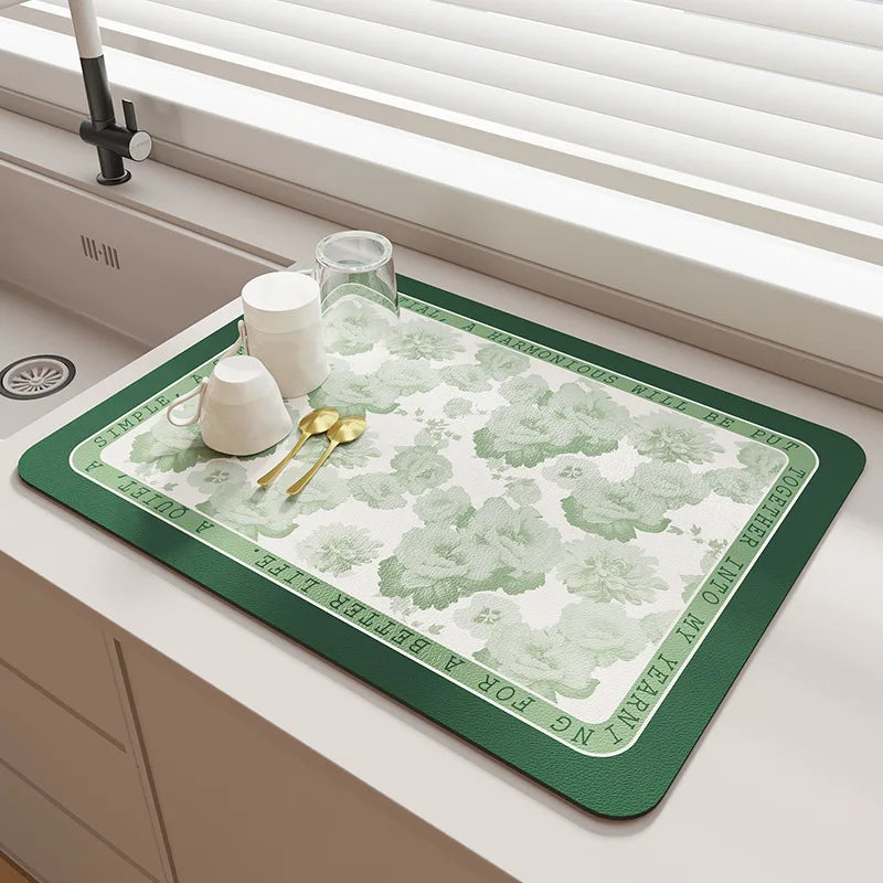 Kitchen Bar Dish Drying Mat Coffee Machine Absorbent Table Placemat Heat Resistant Pad Countertop Water Cup Drain Drying Pad