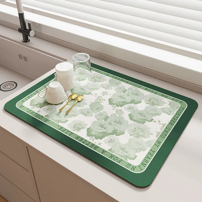 Kitchen Bar Dish Drying Mat Coffee Machine Absorbent Table Placemat Heat Resistant Pad Countertop Water Cup Drain Drying Pad