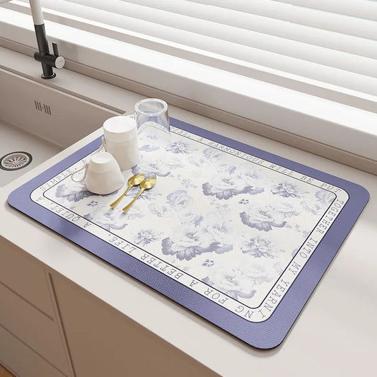 Kitchen Bar Dish Drying Mat Coffee Machine Absorbent Table Placemat Heat Resistant Pad Countertop Water Cup Drain Drying Pad
